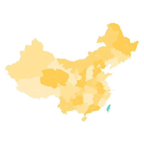 Carte Politique Taiwan Chine Les Deux Pays Ont Des Divisions — Image vectorielle
