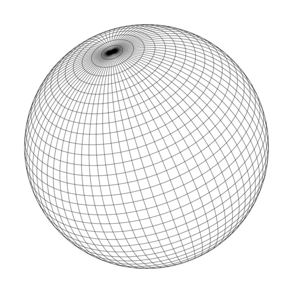 行星地球的全球子午线和平行网 或纬度和经度 3D矢量插图 — 图库矢量图片