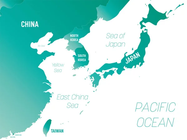 Восточная Азия Высокая Детальная Политическая Карта Восточного Региона Маркировкой Названий — стоковый вектор