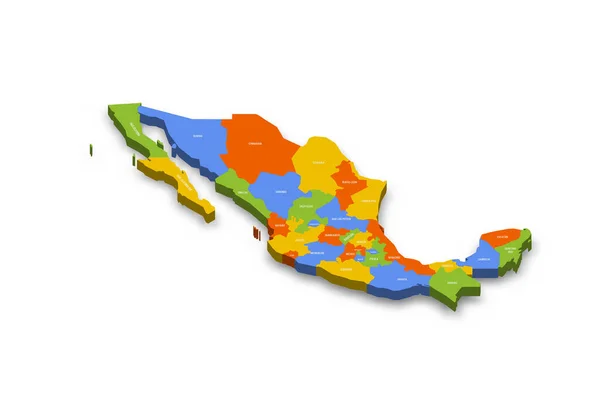 Mexikos Politische Landkarte Der Verwaltungseinheiten Bundesstaaten Und Mexiko Stadt Bunte — Stockvektor