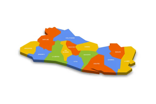 Carte Politique Salvador Des Divisions Administratives Départements Carte Vectorielle Colorée — Image vectorielle