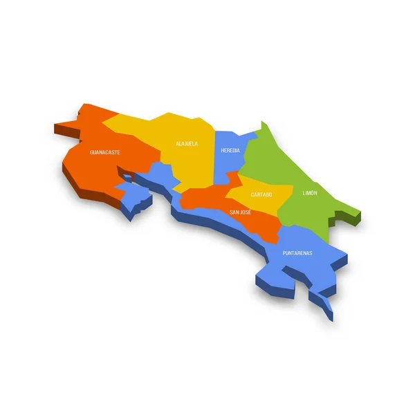Costa Rica Politische Landkarte Der Verwaltungseinheiten Provinzen Bunte Vektorkarte Mit — Stockvektor