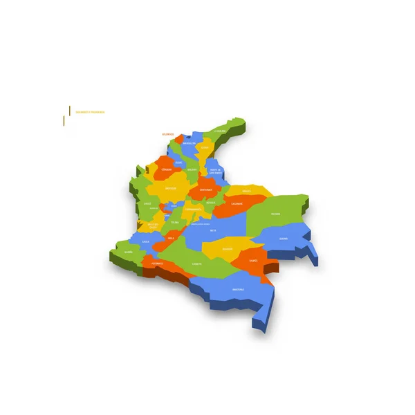Colombie Carte Politique Des Divisions Administratives Départements District Capitale Carte — Image vectorielle