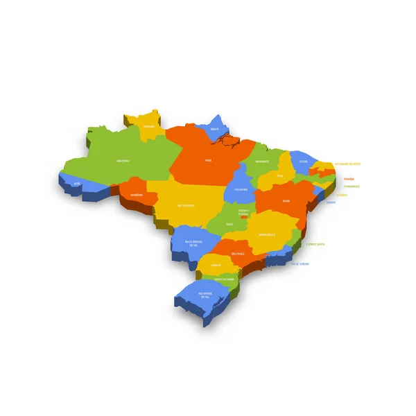 Brasil Mapa Político Las Divisiones Administrativas Unidades Federativas Brasil Colorido — Vector de stock