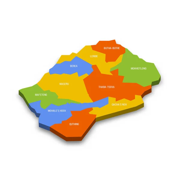 Lesotho Carte Politique Des Divisions Administratives Districts Carte Vectorielle Colorée — Image vectorielle