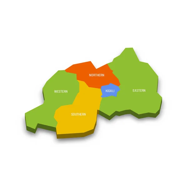 Rwanda Carte Politique Des Divisions Administratives Provinces Carte Vectorielle Colorée — Image vectorielle