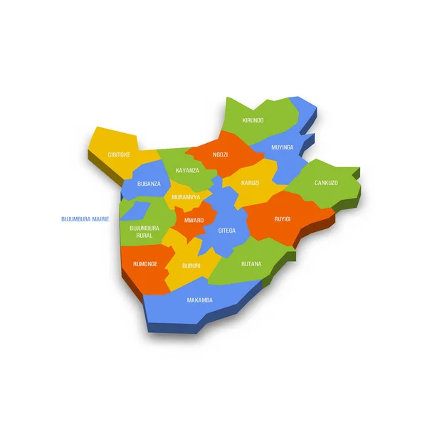 Burundi Mapa Político Las Divisiones Administrativas Provincias Colorido Mapa Vectorial — Vector de stock