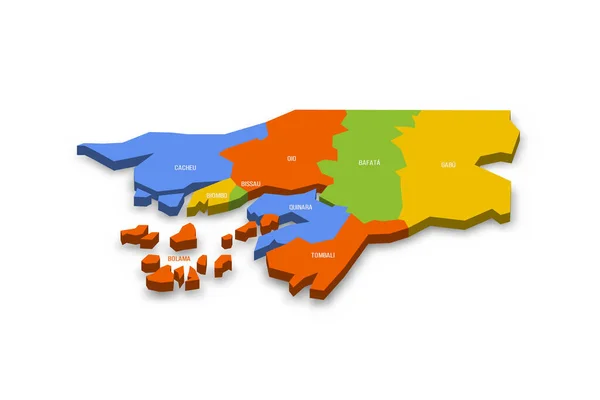 Гвинея Бисау Политическая Карта Административно Территориальных Единиц Регионов Автономного Сектора — стоковый вектор