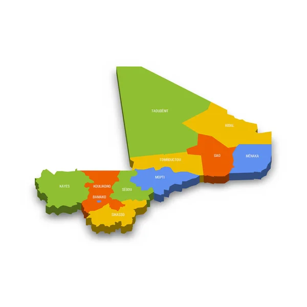Mali Carte Politique Des Divisions Administratives Régions District Capitale Bamako — Image vectorielle