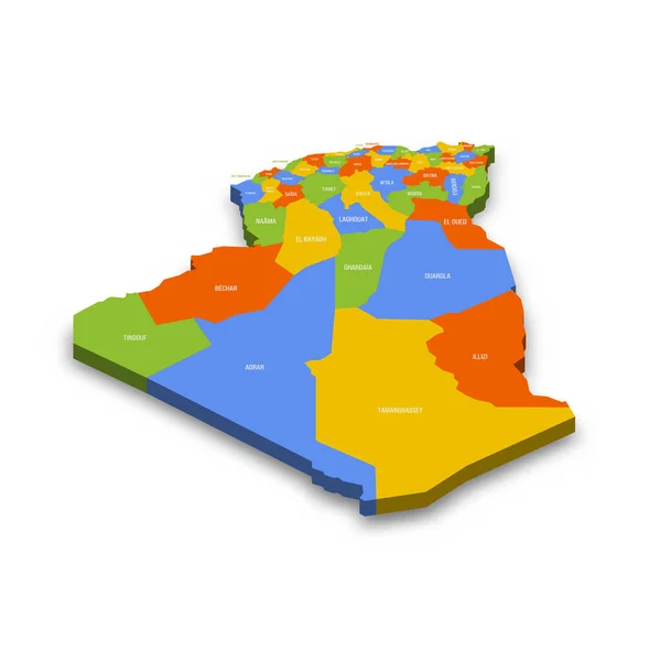 Algérie Carte Politique Des Divisions Administratives Provinces Carte Vectorielle Colorée — Image vectorielle