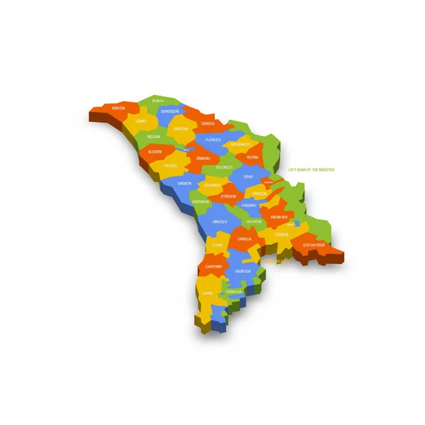 Moldavie Carte Politique Des Divisions Administratives Districts Municipalités Deux Unités — Image vectorielle