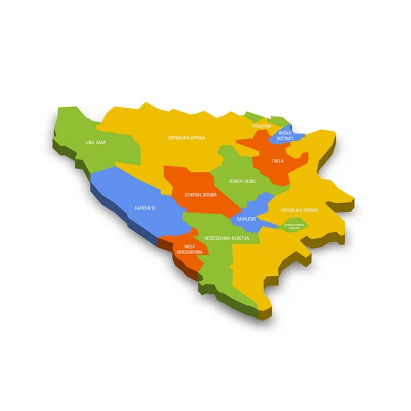 Bosna Hersek Siyasi Idari Bölünmeler Haritası Bosna Hersek Federasyonu Sırp — Stok Vektör