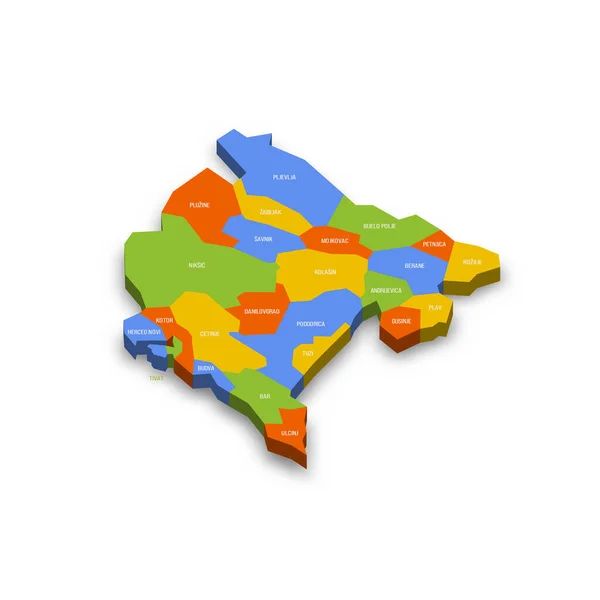 Monténégro Carte Politique Des Divisions Administratives Municipalités Carte Vectorielle Colorée — Image vectorielle