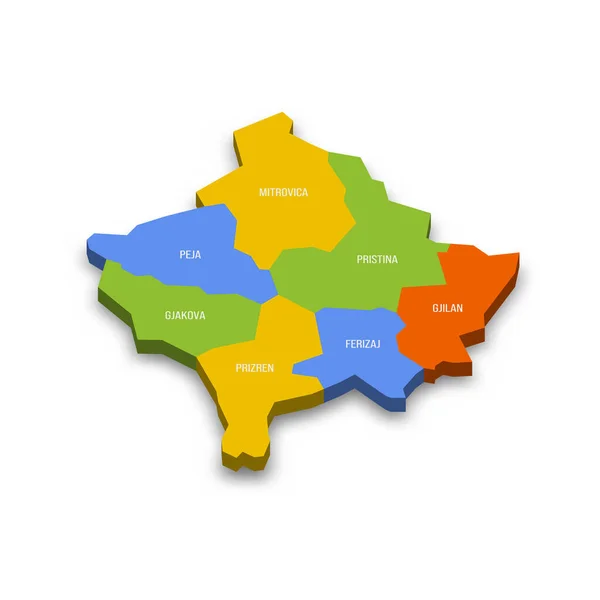 Kosovo Mapa Político Las Divisiones Administrativas Distritos Colorido Mapa Vectorial — Archivo Imágenes Vectoriales