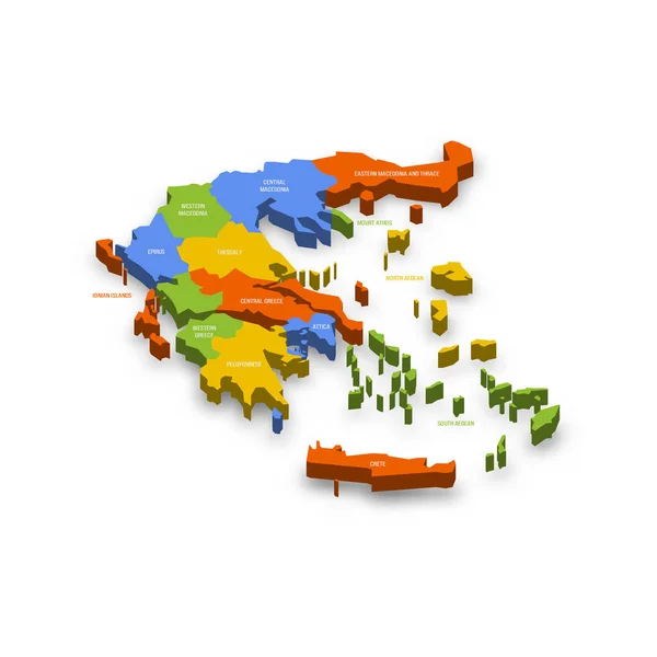 Grecia Mappa Politica Delle Divisioni Amministrative Amministrazioni Decentrate Stato Monastico — Vettoriale Stock