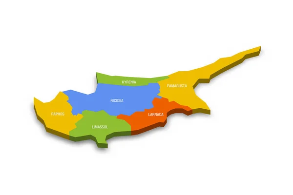 Cypern Politisk Karta Över Administrativa Indelningar Distrikt Färgglad Vektor Karta — Stock vektor