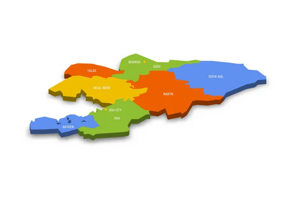 Kirgizië Politieke Kaart Van Administratieve Verdeeldheid Regio Onafhankelijke Steden Van — Stockvector