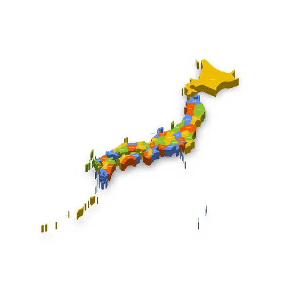 Japan Politisk Karta Över Administrativa Indelningar Prefekturer Metropilis Tokyo Territorium — Stock vektor