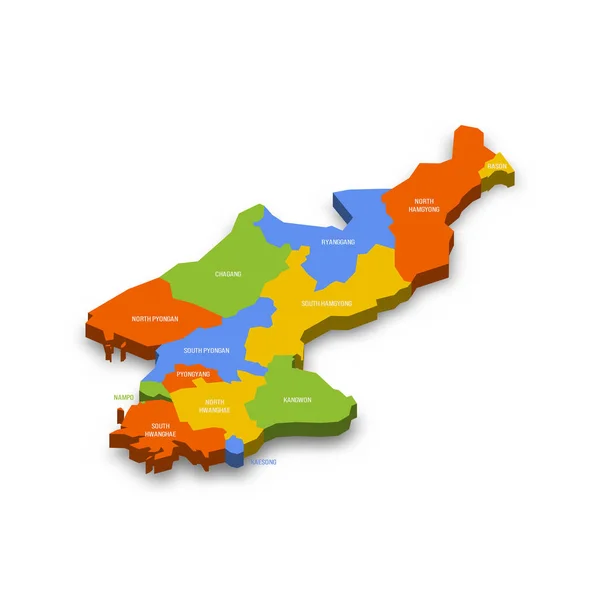 Carte Politique Des Divisions Administratives Corée Nord Provinces Carte Vectorielle — Image vectorielle