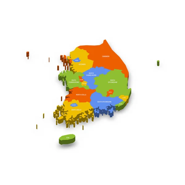 Südkoreas Politische Landkarte Der Verwaltungseinheiten Provinzen Metropolen Sonderstädte Seolu Und — Stockvektor