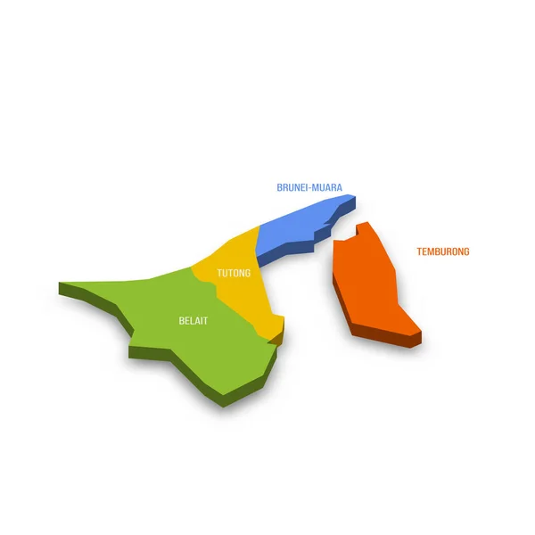 Brunei Mapa Político Las Divisiones Administrativas Distritos Colorido Mapa Vectorial — Vector de stock