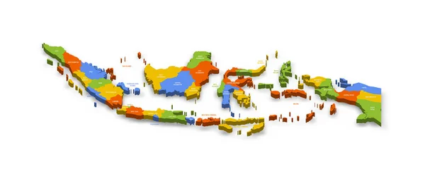 Indonezja Polityczna Mapa Podziałów Administracyjnych Prowincje Regiony Specjalne Kolorowa Mapa — Wektor stockowy