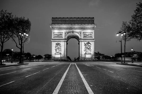 Arc Triomphe Etoile Top Champs Elysees Boulevard Night Paris France — Stock Photo, Image