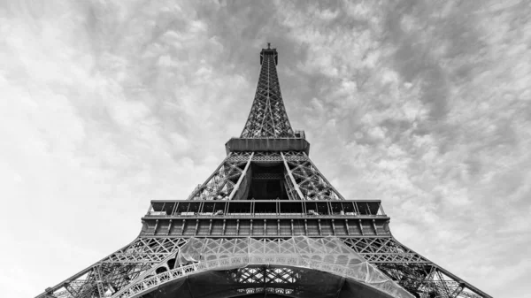 Morning View Eiffel Tower Bottom Paris France Black White Photography — Stock Photo, Image