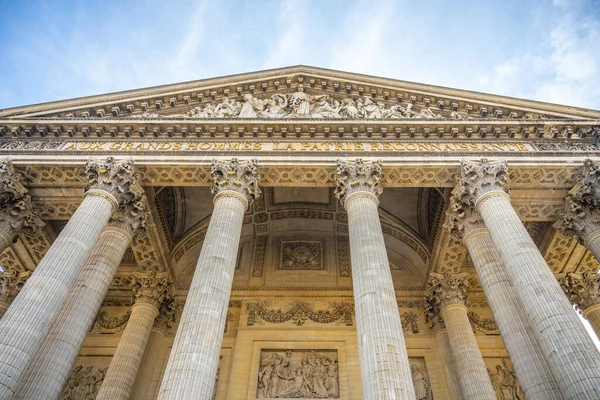 Vista Frontal Tympanum Enormes Columnas Antiguas Del Panteón París Francia —  Fotos de Stock