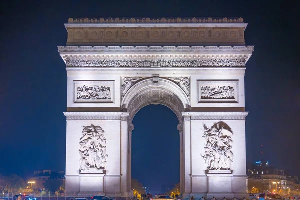 Arc Triomphe Etoile Cima Viale Champs Elysees Notte Parigi Francia — Foto Stock
