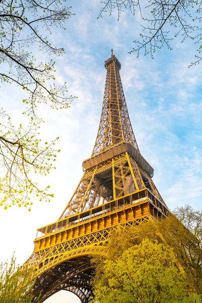 Утренний Вид Эйфелеву Башню Снизу Париж Франция — стоковое фото