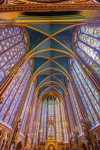Interiorul Monumental Sainte Chapelle Vitralii Nivelul Superior Capelei Regale Stil — Fotografie, imagine de stoc