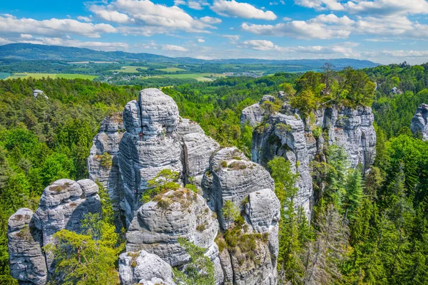 Vue Panoramique Une Ville Rocheuse Grès Dans Paradis Bohème Tchèque — Photo