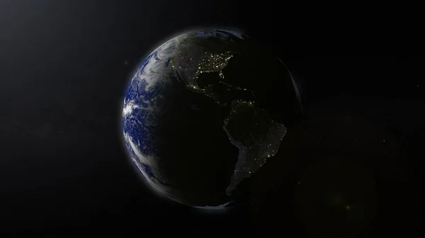 Der Planet Erde Konzentrierte Sich Bei Nacht Auf Süd Und — Stockfoto