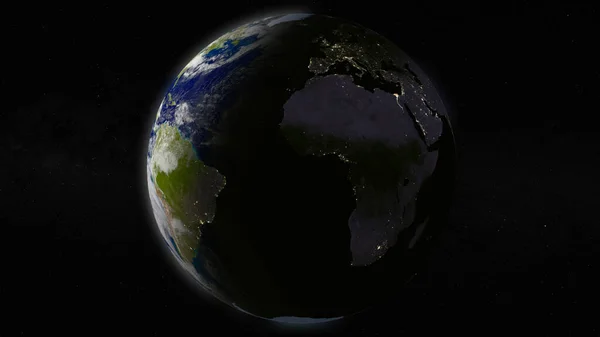 Der Planet Erde Konzentrierte Sich Bei Nacht Auf Afrika Und — Stockfoto