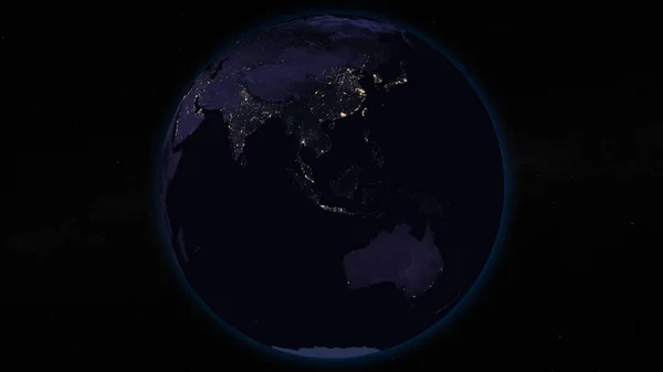 Planeta Pământ Concentrat Australia Asia Sud Est Noaptea Orașe Iluminate — Fotografie, imagine de stoc
