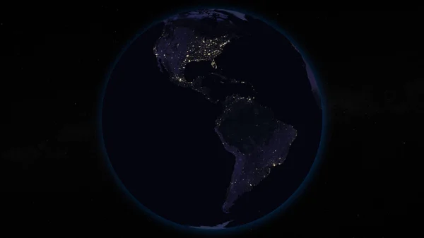 Planeten Jorden Fokuserade Syd Och Nordamerika Natten Upplysta Städer Jordens — Stockfoto