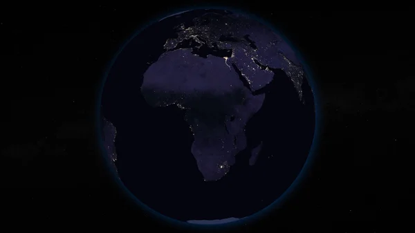 Planeta Země Noci Soustředila Afriku Evropu Osvětlená Města Temné Straně — Stock fotografie