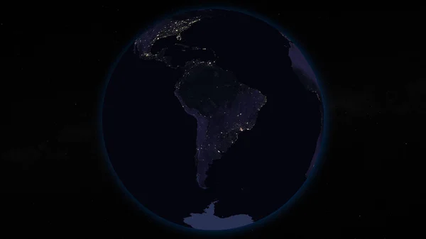 Der Planet Erde Konzentrierte Sich Bei Nacht Auf Südamerika Erleuchtete — Stockfoto