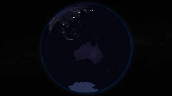 Der Planet Erde Fokussierte Sich Bei Nacht Auf Austaralia Erleuchtete — Stockfoto