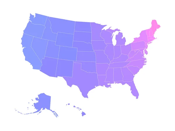 Mapa Branco Dos Estados Unidos América Dividido Estados Mapa Vetorial —  Vetores de Stock
