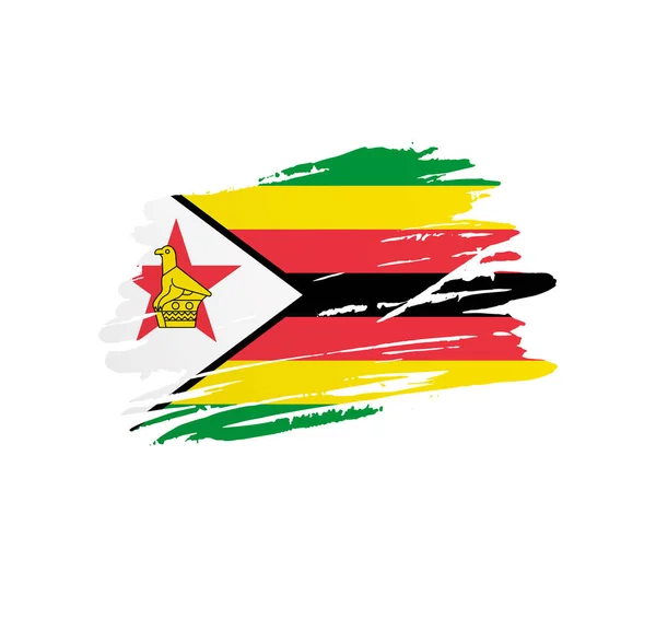 Bandeira Zimbábue Bandeira País Vetor Nação Trextured Grunge Arranhão Pincel — Vetor de Stock