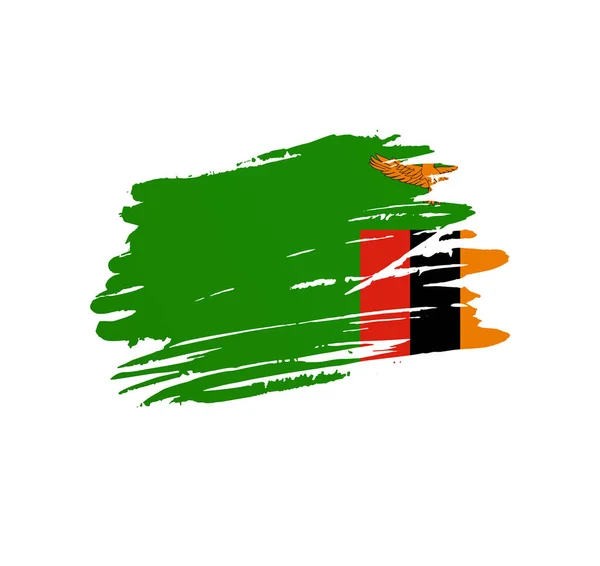 Bandera Zambia Bandera Del País Vector Nación Trextured Grunge Pincelada — Vector de stock