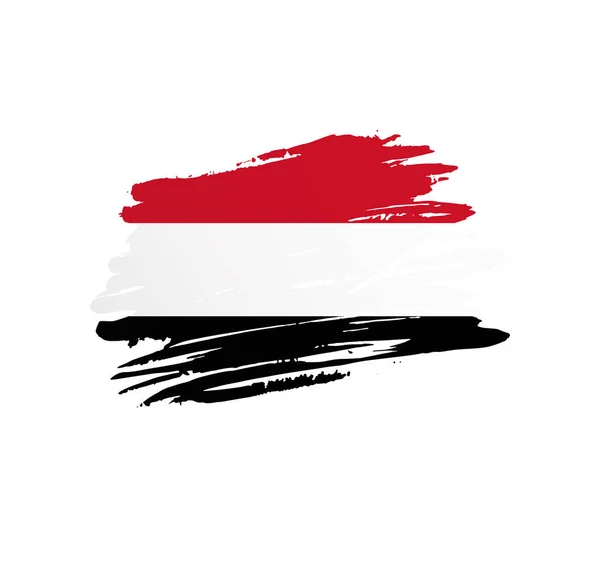 Yemen Bayrağı Ulus Vektör Ülke Bayrağı Grunge Grunchy Brush Stroke — Stok Vektör