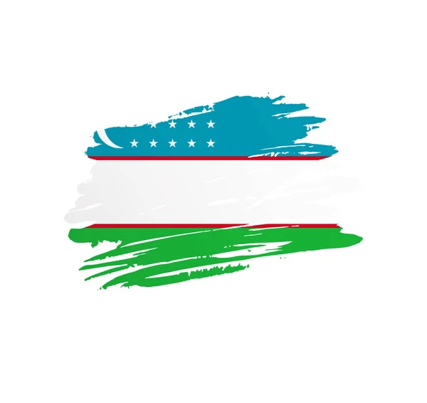 Flaga Uzbekistanu Flaga Kraju Wektor Drążony Grunge Zarysowania Pociągnięcia Pędzla — Wektor stockowy
