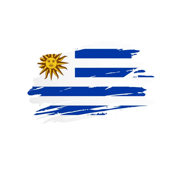 Bandera Uruguay Bandera País Vectorial Nacional Trexturada Pincelada Rayada Grunge — Archivo Imágenes Vectoriales