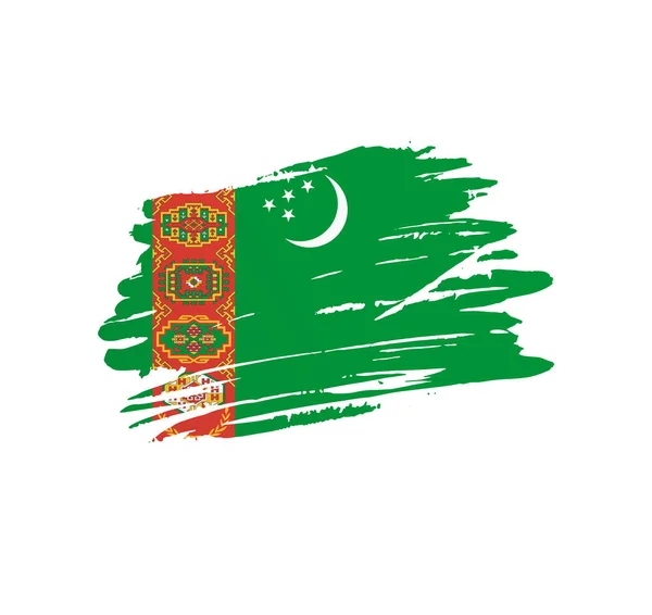 土库曼斯坦国旗 国家矢量国旗纹丝不动地挂在树梢上 — 图库矢量图片