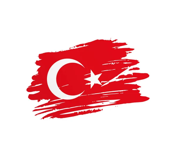 Türkiye Bayrağı Ülke Vektör Bayrağı Grunge Grunchy Fırça Darbesiyle Dalgalandı — Stok Vektör