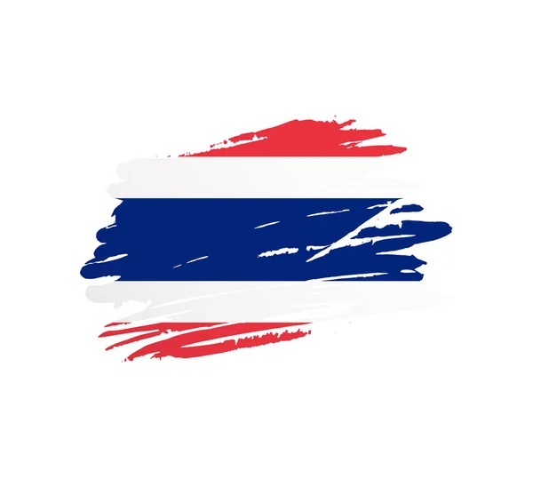 Thailand Vlag Natie Vector Land Vlag Bevend Grunge Krassende Penseelstreek — Stockvector