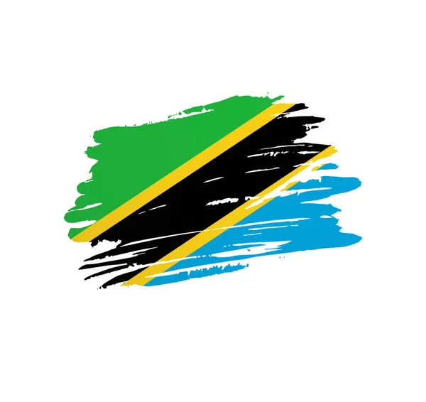 坦桑尼亚国旗 国家矢量国旗纹丝不动的刷子笔划 — 图库矢量图片